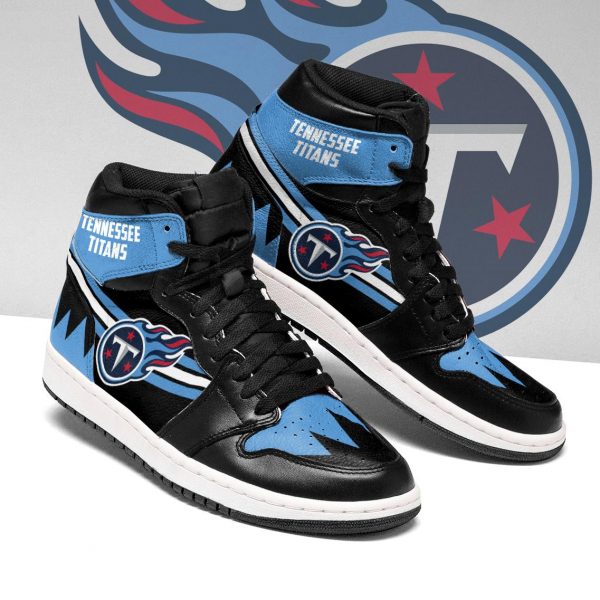 Men's Tennessee Titans High Top Leather AJ1 Sneakers 001
